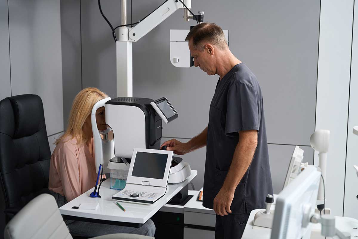 woman having appointment at ophthalmology